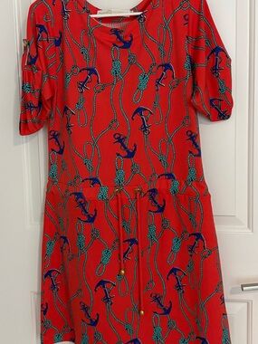 Tracy Negoshian Nautical Rope-Print Anchor Dress NWOT